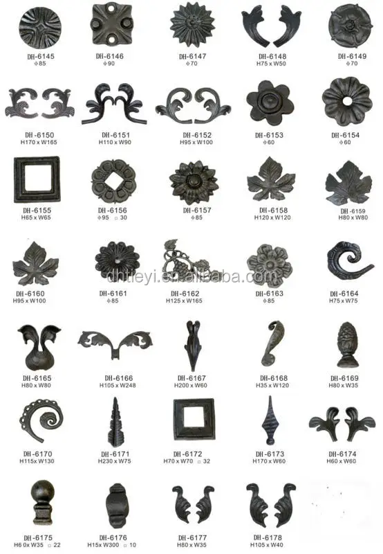 Декоративные кованые железные компоненты для забора ворот лестницы нового стиля декоративные