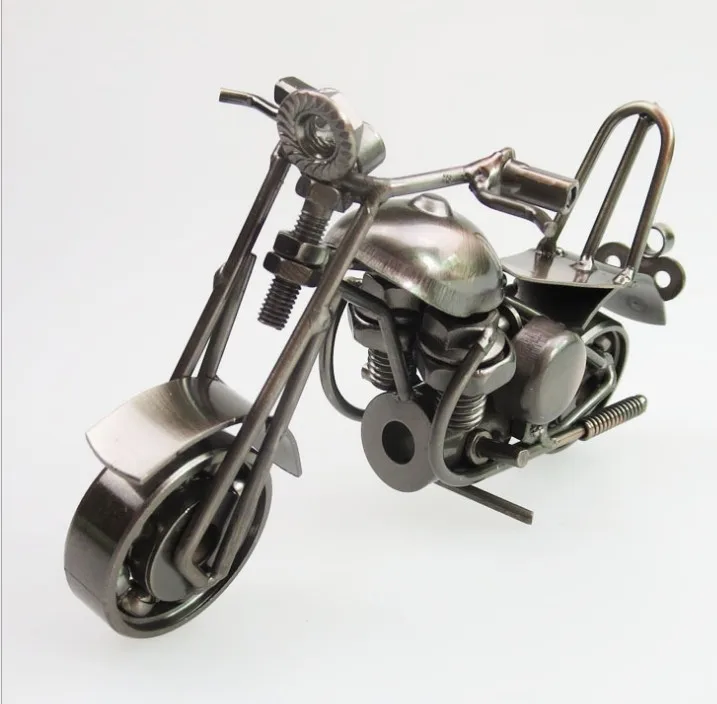 Handmade metal art craft 3D motorcycle model for office household decoration