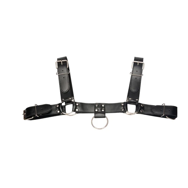 Мужской нагрудный ремень Bulldog, черная кожа, 4 ремня, двусторонний Мужской комплект для связывания