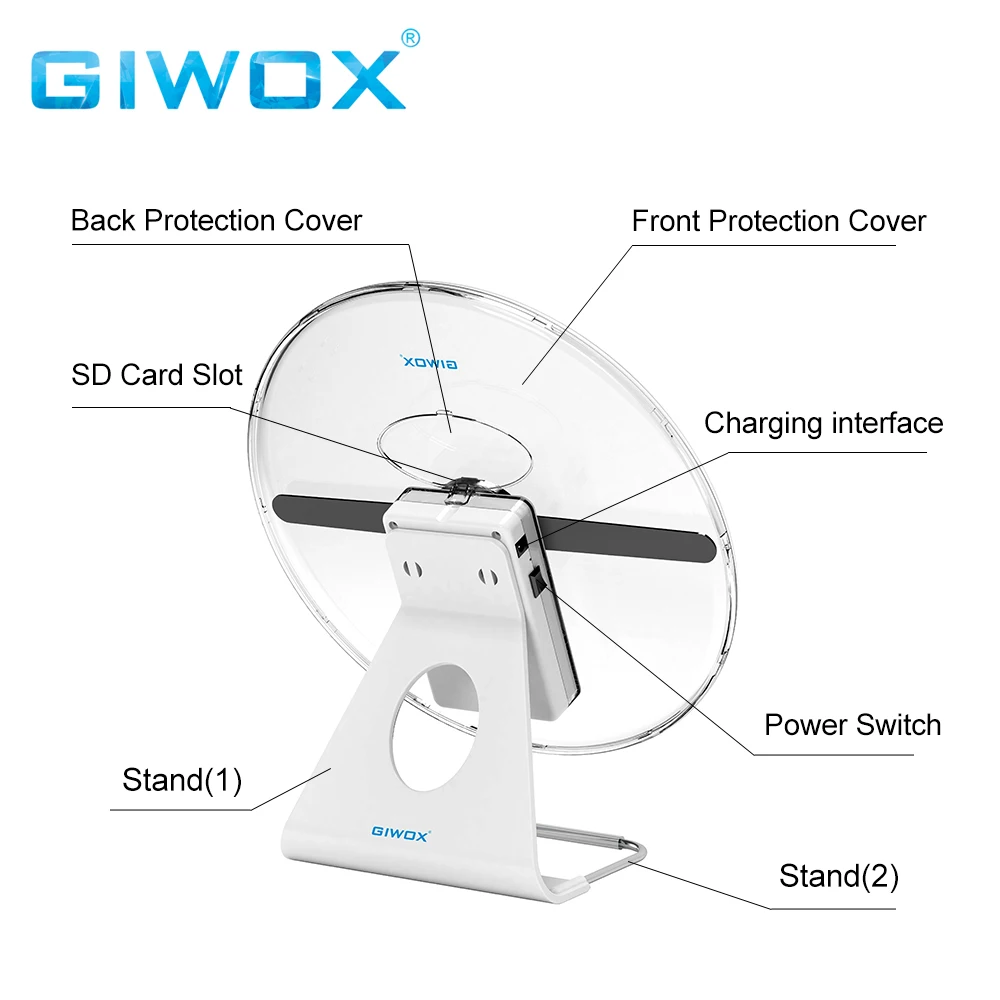 Giwox маленький размер 28 см 3D проектор разрешение 512*512 Голограмма вентилятор портативный светодиодный дисплей для бара мероприятия