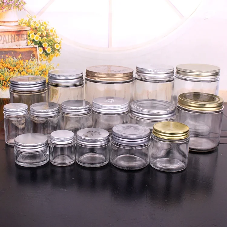 
Cheap round various sizes glass jam jars with screw metal lid 