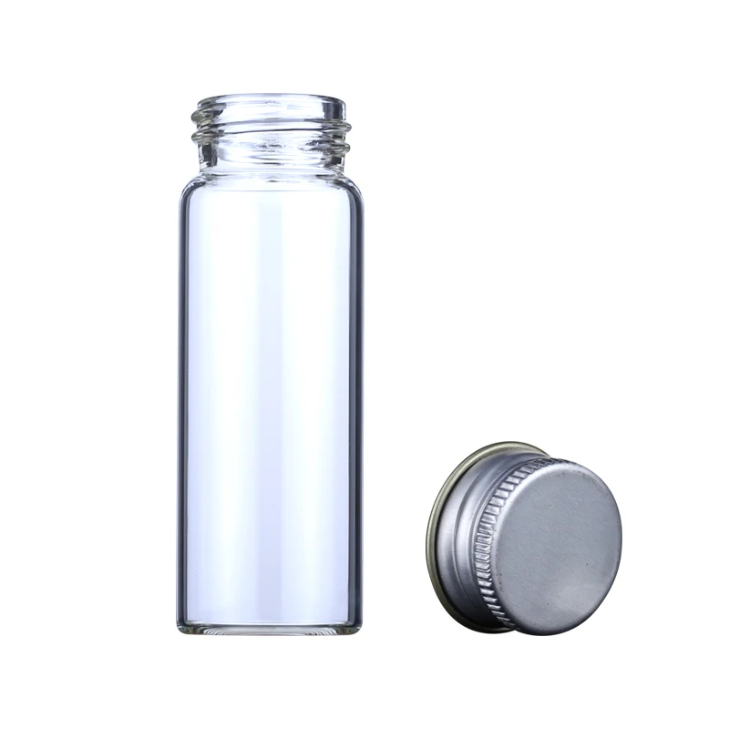LanJing Tiny Glass Bottles Clear 15ml Empty Mini Jars with Aluminum Screw Cap Lids Wedding Decorations DIY Jewelry Accessories