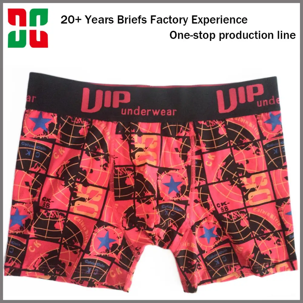 South America Customer logo Printing Men Boxer Cotton Sexy Underwear