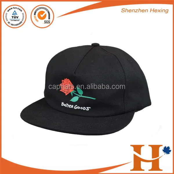 Custom floppy flat brim 5 Panel Dad Hat Embroidery Rose Unstructured Snapback Hats Cap For Sale