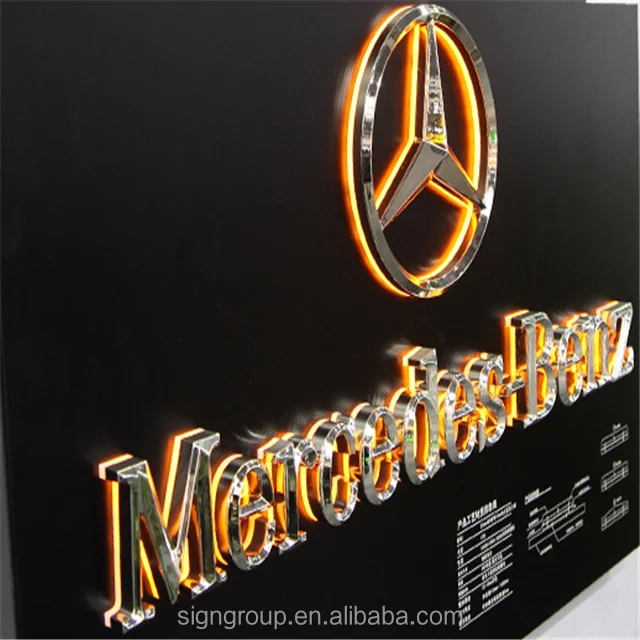 
Custom indoor outdoor 3D car logo with brand name LED backlit metal letter light sign 