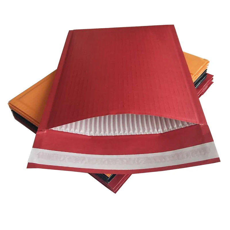 Biodegradable&compostable  Mailer 100% Paper surface Red kraft Paper inner Padded corrugated paper envelopes