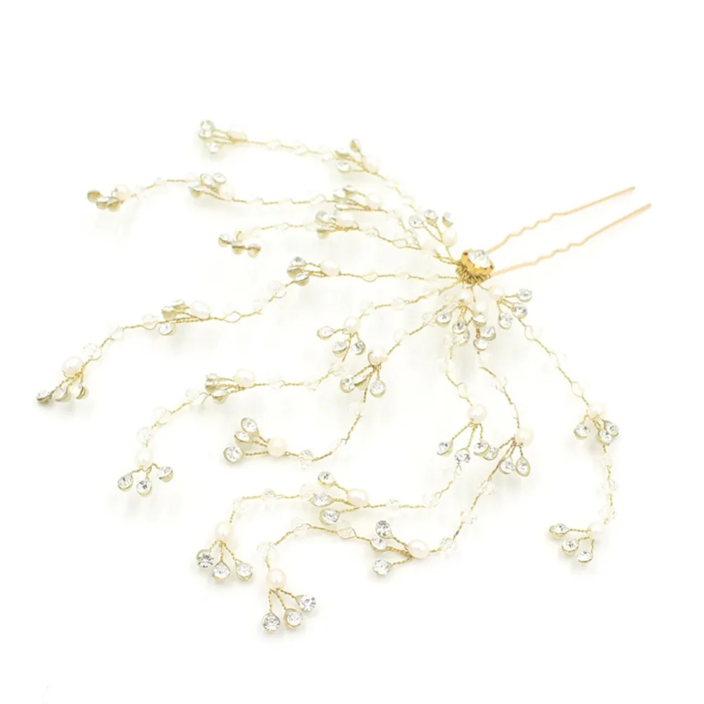 New Korean dish made hair fork bride wedding accessories pearl branch hairpin u-head hair beads wholesale