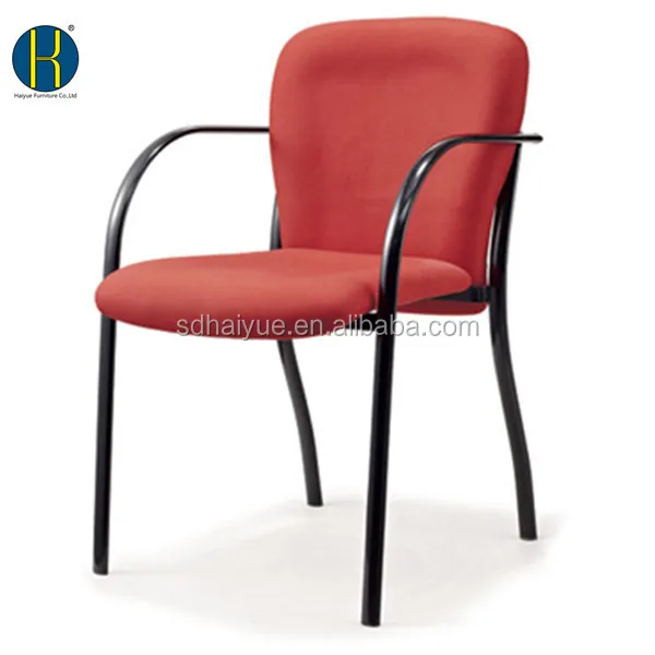 School Furniture  Red Fabric Seat Cover Metal Legs Public Waiting Chair Office Chair