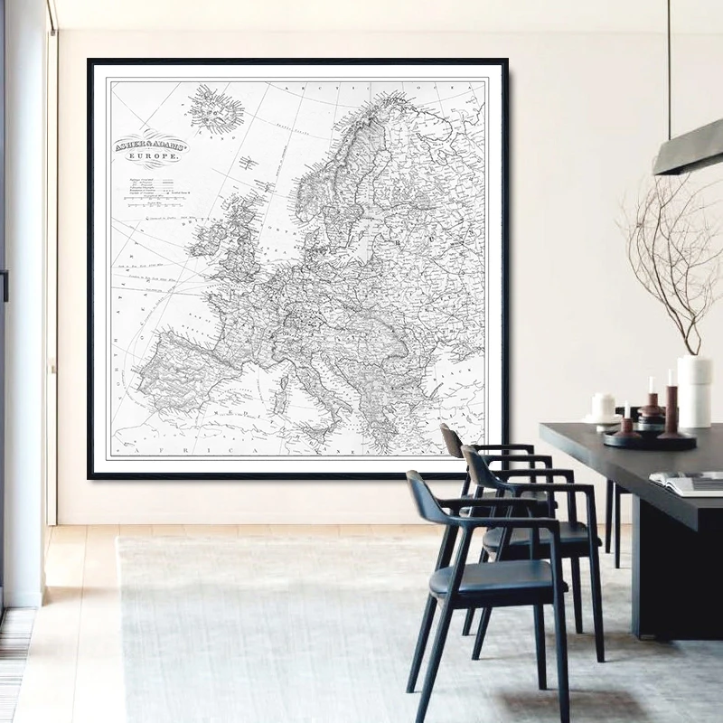 Living Room World Map Poster Painting Wall Art Canvas Print