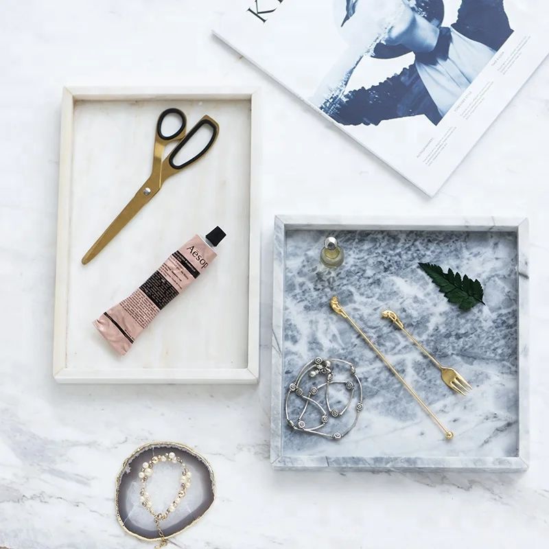 
Factory Direct Stone Sushi Dishes Serving Tray with Handle Marble Handle Dinner Cheese Plate 