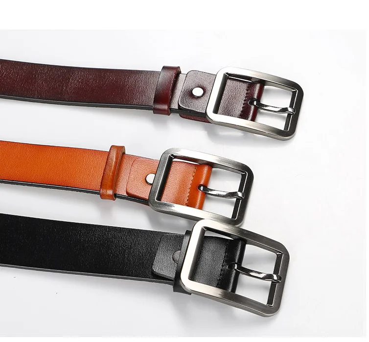 Ремень B56 из натуральной кожи с пряжкой однотонный пояс в стиле ретро подарок для деловых мужчин