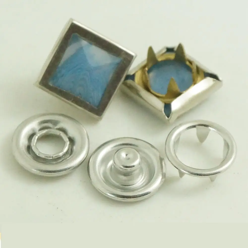 
no MOQ custom square pearl prong snap button for T shirt 