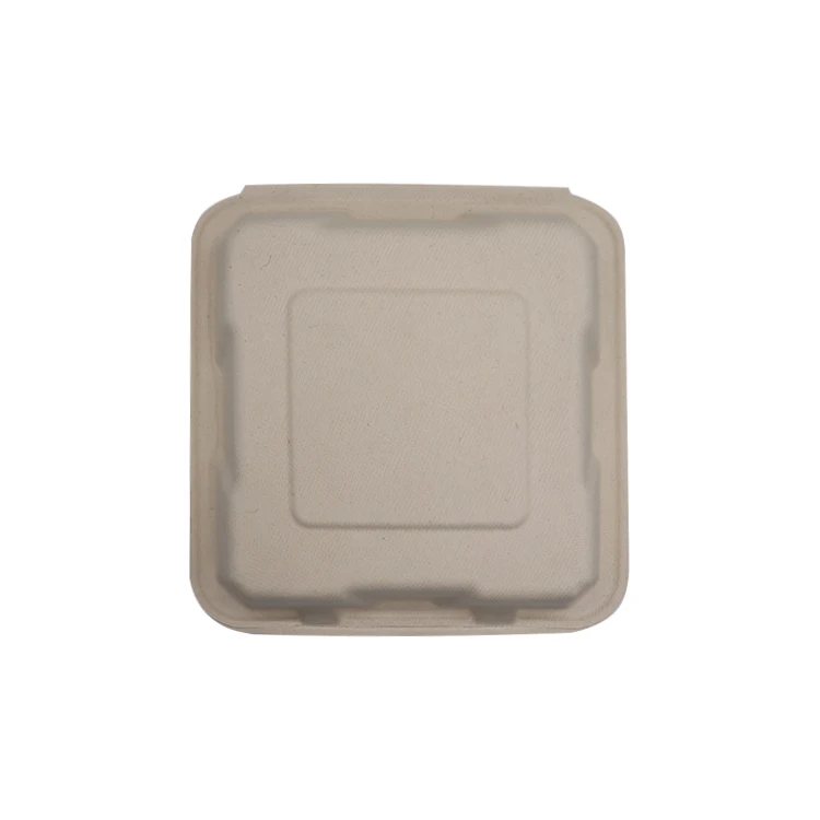 Eco-friendly Disposable Sugarcane bagasse pulp 8 inch clamshell