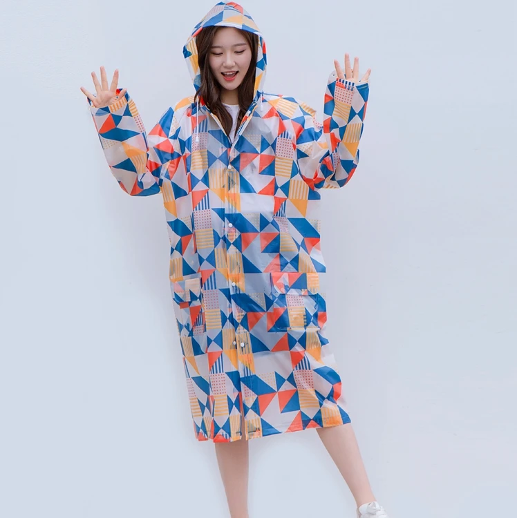 2019 new EVA plastic full printing rain coats for adult durable using