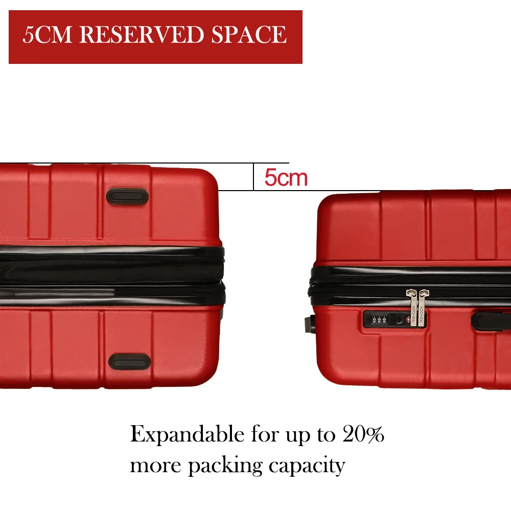 Elegant Red Women's Expandable Suitcase Set with TSA Lock