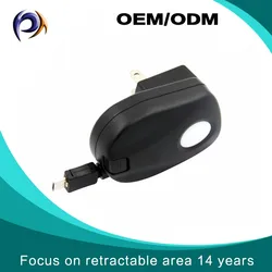 High speed retractable flat usb wall charger, wall charger usb