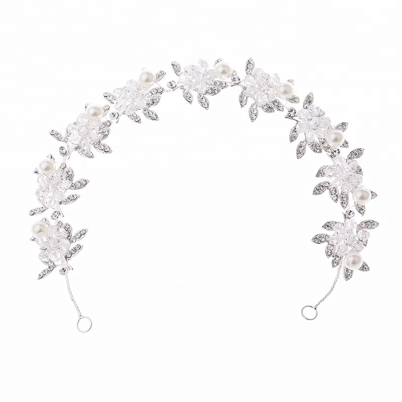 GENYA Handmade crystal beading alloy girl hairband Wedding Prom Hair Jewelry Luxury Bridal hair band Rhinestone Crown Tiara 2024