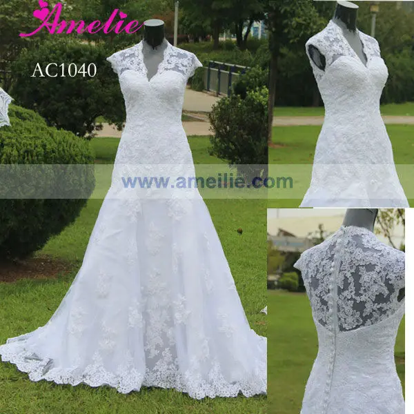 Настоящее Cap Фото шнурка втулки аппликация свадебное платье 2013