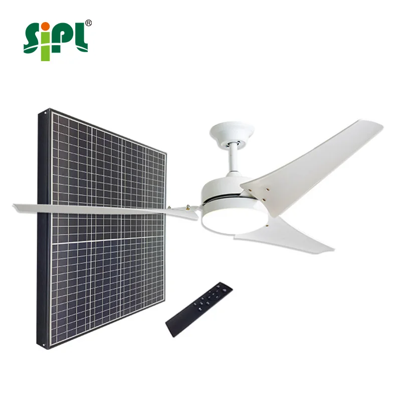 5 Speeds App Remote Control 60' Energy Saving Solar DC Electric Fan Outdoor Indoor Gazebo Homestead Ceiling Fan with LED Light