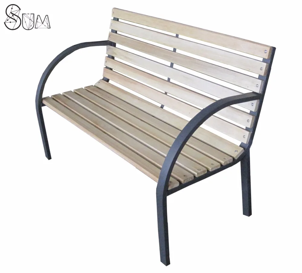 
Wooden Garden Bench Outdoor Furniture Park Patio Timber Metal Seat Lounge Chair 
