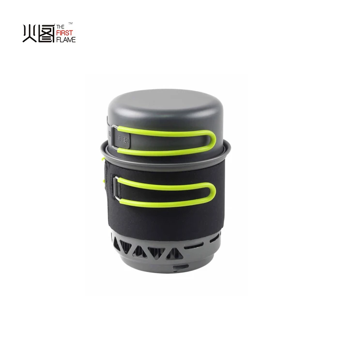 
outdoor camping 1.4L aluminum pot with mini camping gas stove/aluminum camping cookware with gas stove 