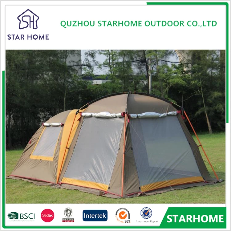 2019 New 5 -8 people beige large waterproof camping hall one bedroom double layer party family tent