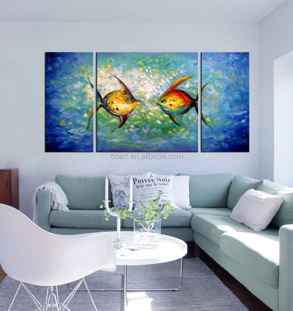 3 pic 40*60 см размер фабрики; Горячая распродажа; Ручная работа; Рыба wall art картина маслом
