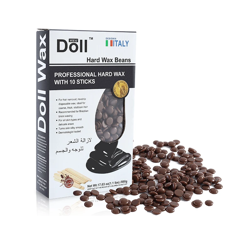 Doll Wax 500g Chocolate Depilatory Hard Wax Beans kit Body Hair Removal For Man / Woman Salon/Household Use