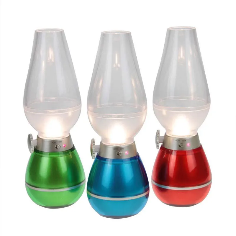 Flameless LED Blowing Control Adjustable Nostalgia Retro Style LED Night Light Lamp