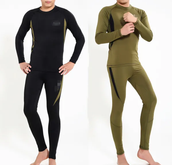 Tactical fleece thermal underwear men sweat quick drying thermo underwear mens breathable elasticity  Long Johns tops pants set