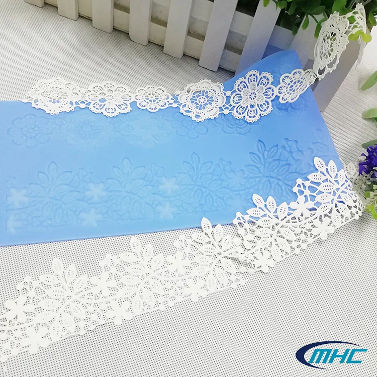 Custom Logo Silicone Fondant Lace Mold 3d Flower Edible Sugar Cake Decoration Silicone Lace Mat