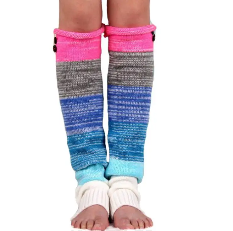Красочные вязаные высокие радужные гетры до бедра оптом