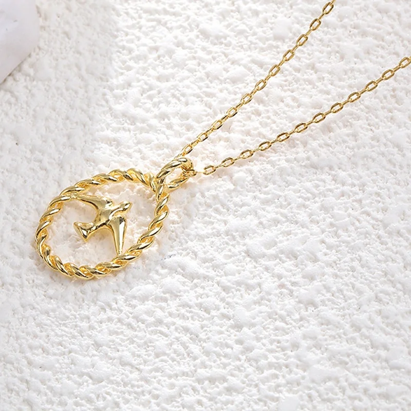 HYH 925 silver necklace swallow and twist circle pendant necklace
