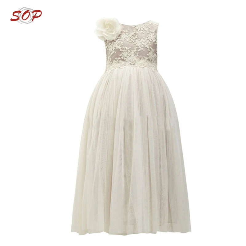 Children flower girls dress ball gown for kids white clothing flower girl net dresses