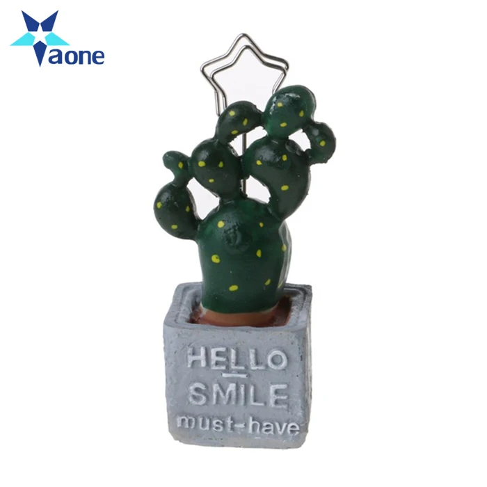 Cute Resin Cactus Design Memo Clip Stationery Table Plant Decoration Photo Clip Name Card Business Memo Holder