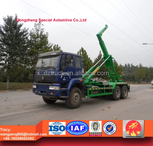 Heavy Duty hook arm garbage truck, Howo hooklifter truck ,18tons roll off dustcart for sale