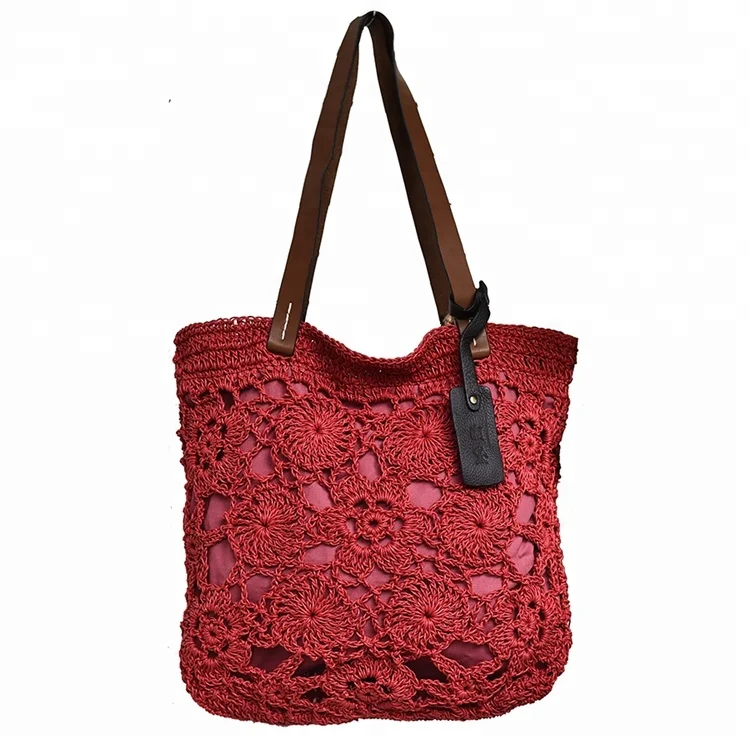 
2021 Eco-friendly Washable Vintage Hand Knitted Macrame mesh Bags crochet tote Macrame Ladies Bag 