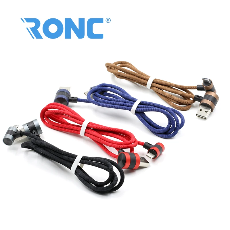 Зарядки передачи данных плетеный нейлоновый 90 градусов Micro USB кабель для телефона