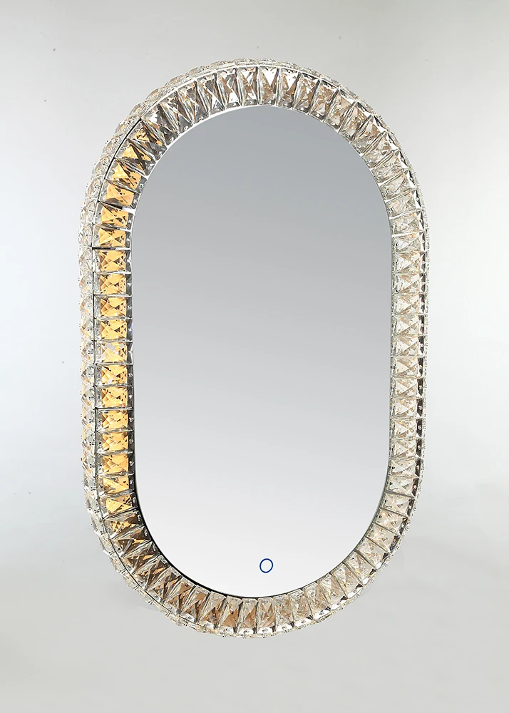 Egg Shape Wall Mounted Crystal LED Vanity Mirror for Home Deco & Make-up