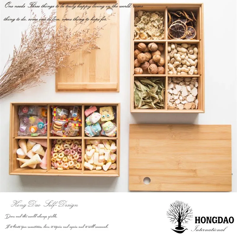 HONGDAO hot selling bamboo storage box for nut food wooden box without lid