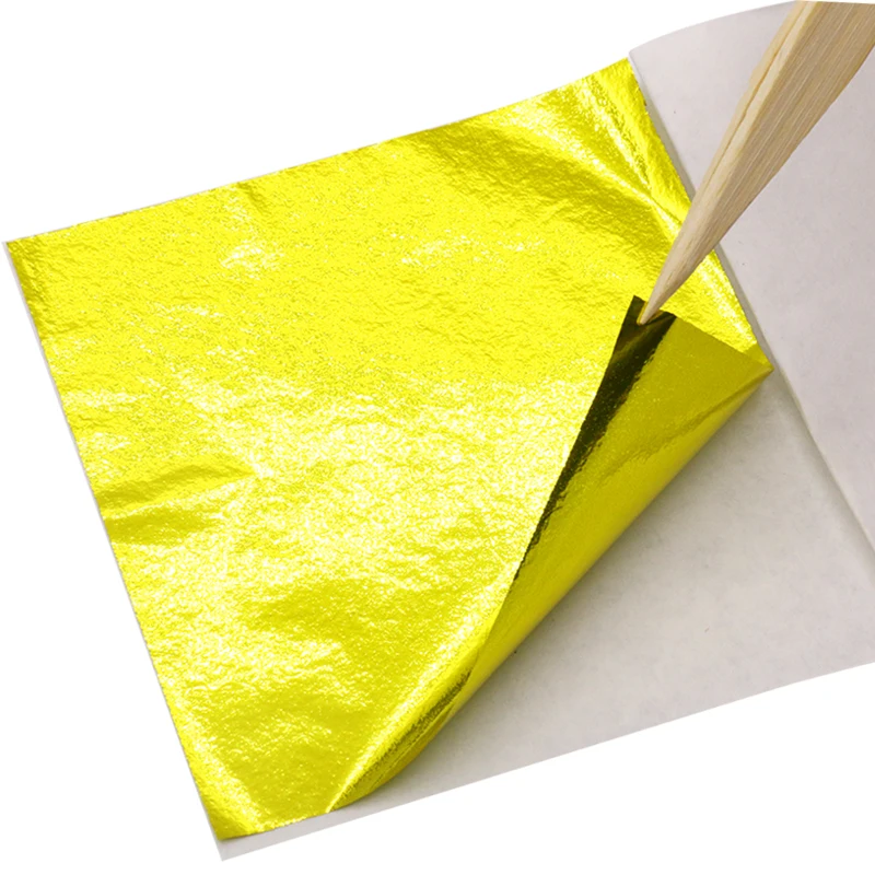8 x 8.5 cm Yellow Taiwan Imitation Gold Leaf Foil Sheets for Home Furniture Art Craft Nail Decoration Gilding Paper