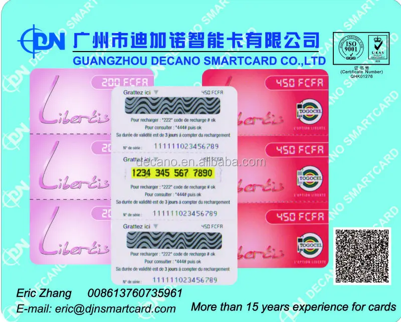 
Paper scratch card with unique code and serial number 