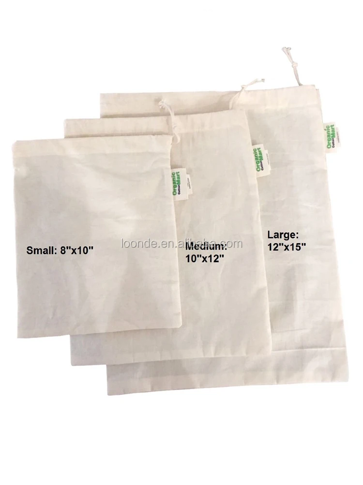 Organic cotton gauze produce drawstring package bag