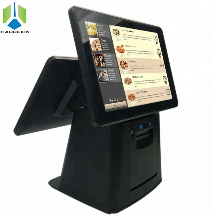 11 6 дюймовый Android pos-терминал с термопринтером четырехъядерный процессор для супермаркета 2 Гб ОЗУ ЖК-дисплей двойной экран сенсорная POS-система GC099A