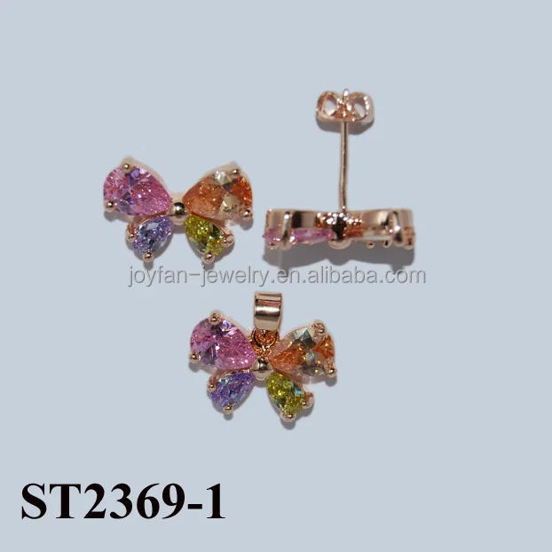 Fashion girl jewelry sets butterfly design gold plated jewerly hottest design in Mexico