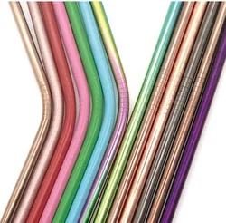 Stainless steel Straw long drinking Eco-friendly metal Straws rose gold black gold Red rainbow color straw