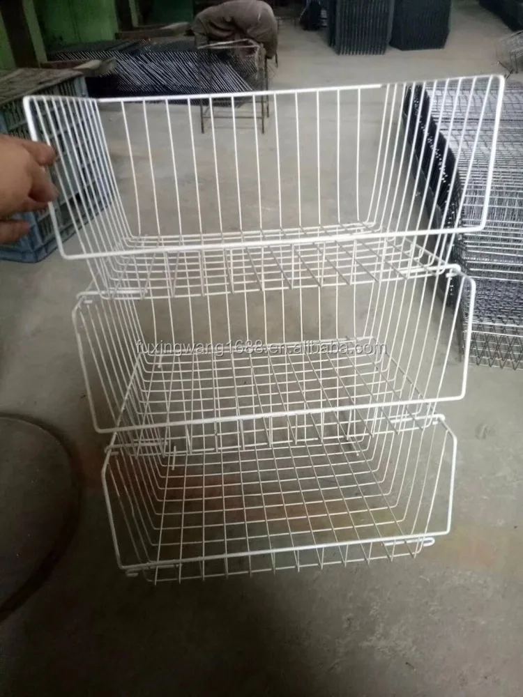 Metal Hanging Basket Under Shelf Basket Storage Holder Hanging Drawer Organizer Basket Wrap Rack White