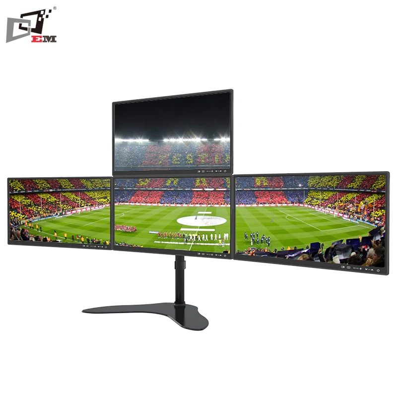 Free Standing Aluminum LCD Monitor Arm Stand Quad Monitor Mount With Triangle Base Plate