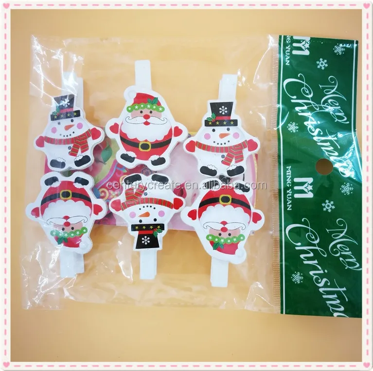 Christmas promotion wooden gifts Wood Photo clip Paper clips Santa Claus clothespins supplier