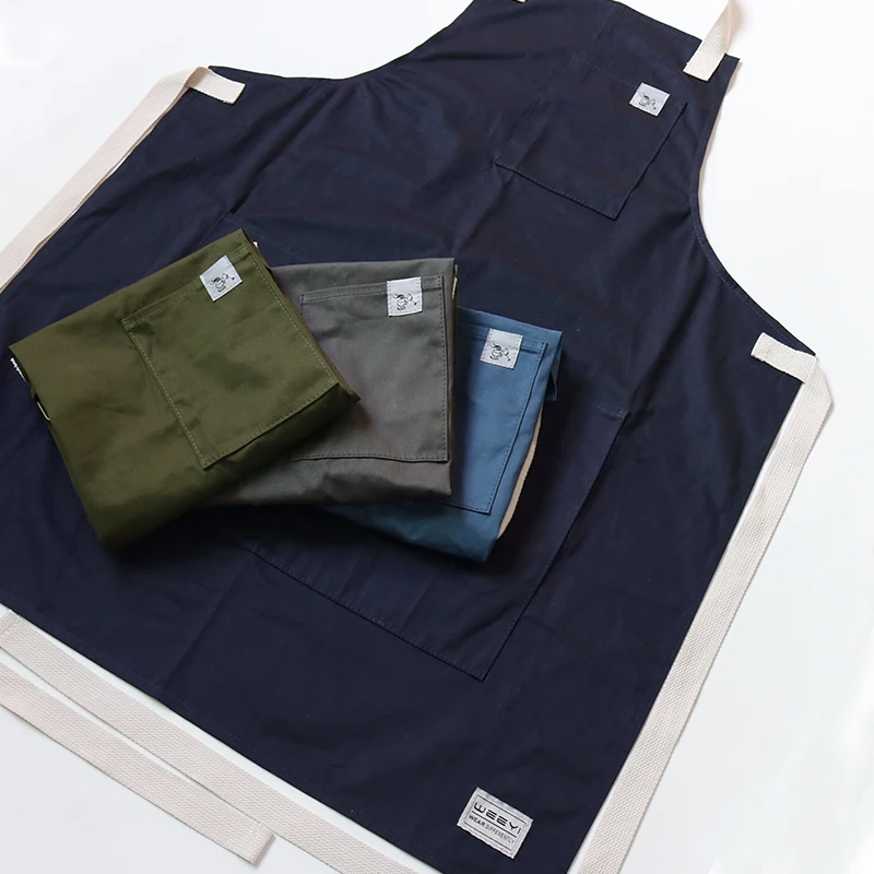 CHANGRONG Custom Unisex blue light weight 100% cotton kitchen apron full length bib Apron